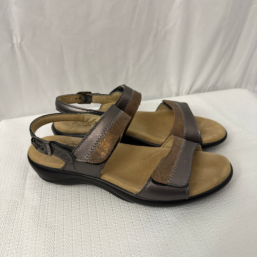 SAS Nudu Sandals Womens Size 8 N Narrow Ankle Strap Bronze Leather Comfort